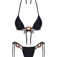 Jenner Tie Side Bikini Bottoms Black