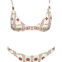 Love Letters High Cut Cheeky Bikini Bottoms White / Red