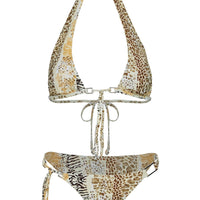 Janessa Hardware Halter Bikini Top Animal Splice