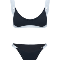 Tavison High Cut Ribbed Bikini Bottoms Black