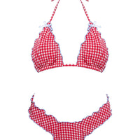 Kathrine Triangle Bikini Top Red Gingham