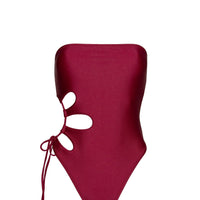Kosaia Keyhole Tie Side One Piece Burgundy