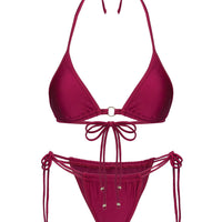 Nayeli Tie Side Bikini Bottoms Burgundy