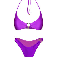 Athia Halter Shine Bikini Top Purple