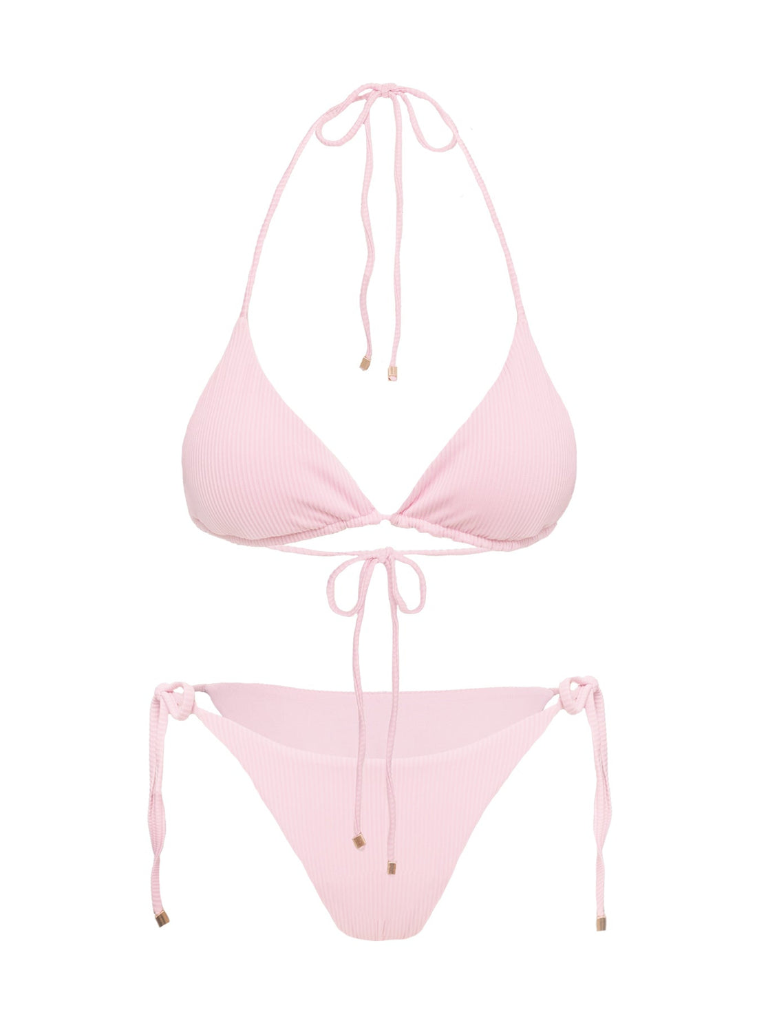 Glora Tie Side Ribbed Bikini Bottom Pale Pink
