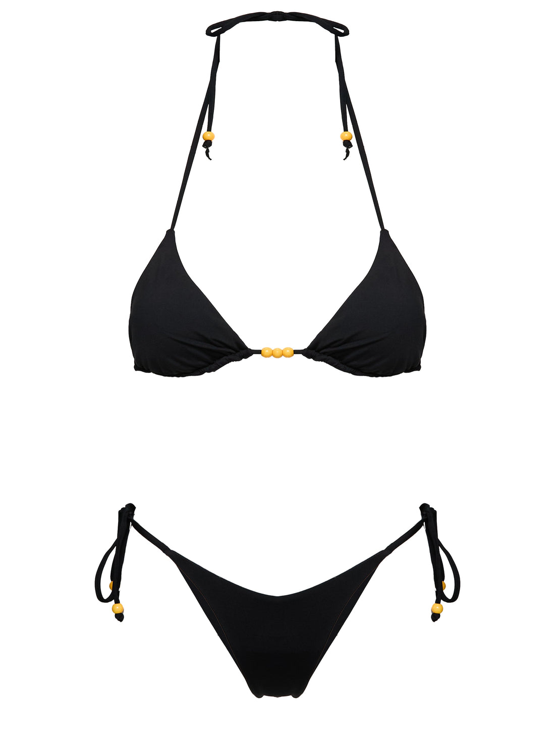 Glora Tie Side Beaded Bikini Bottom Black