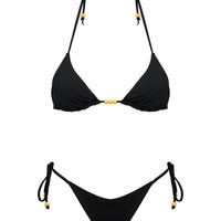 Glora Tie Side Beaded Bikini Bottom Black
