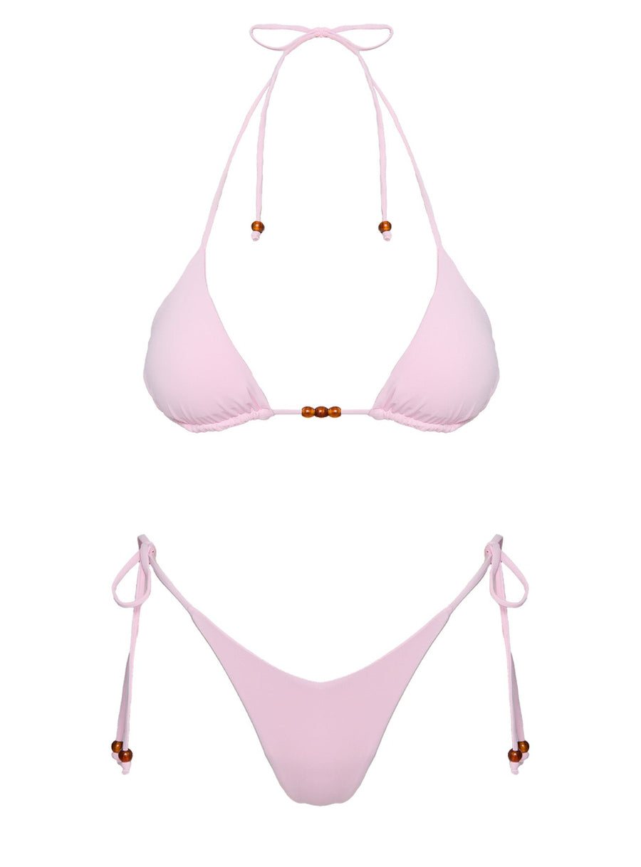 Nevaeh Beaded Triangle Bikini Top Pink