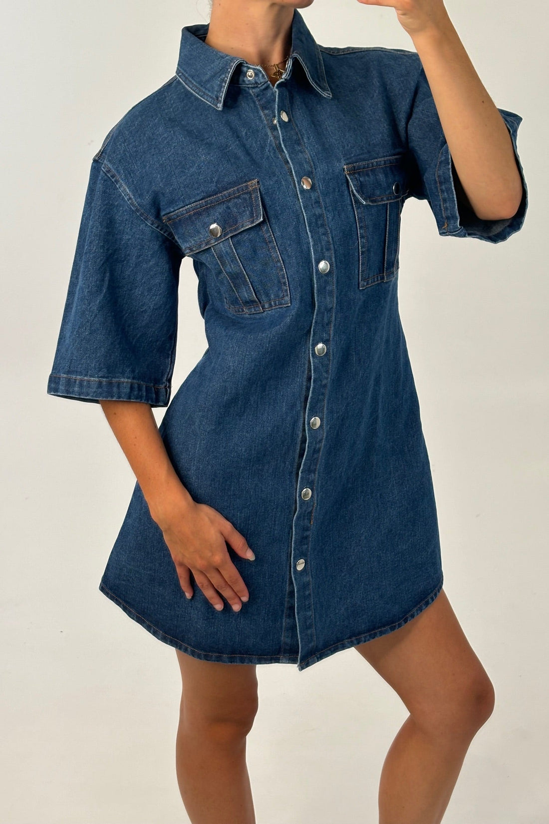 Kaneisha Denim Dress Mid Blue - FINAL SALE