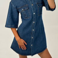 Kaneisha Denim Dress Mid Blue - FINAL SALE