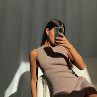 Peyton Ribbed Mini Dress Mocha