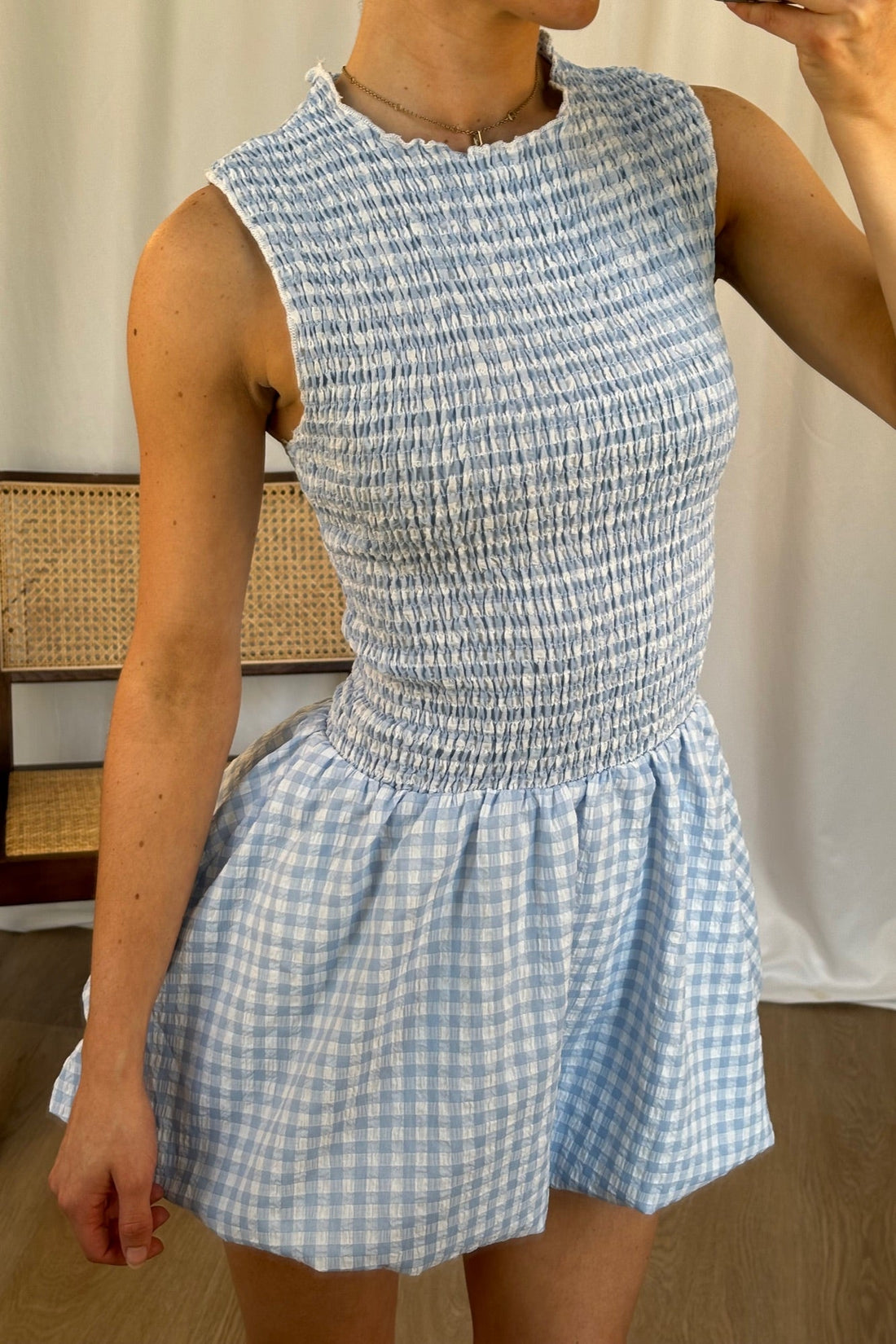 Charlotte Bubble Dress Blue Gingham - FINAL SALE