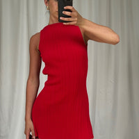 Peyton Ribbed Mini Dress Red