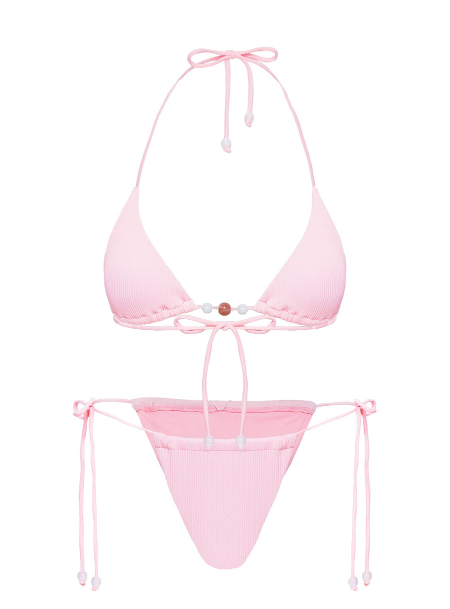 Saide Triangle Bikini Top Pink Stripe