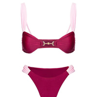 Siamese Ruched Bikini Bottom Red / Pink