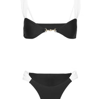 Siamese Ruched Bikini Bottom Black / White