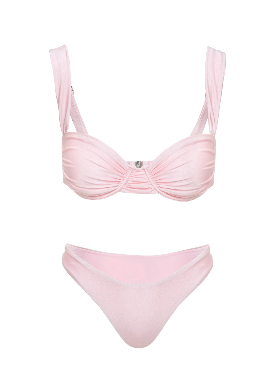 Ellie High Cut Shine Bikini Bottoms Pink