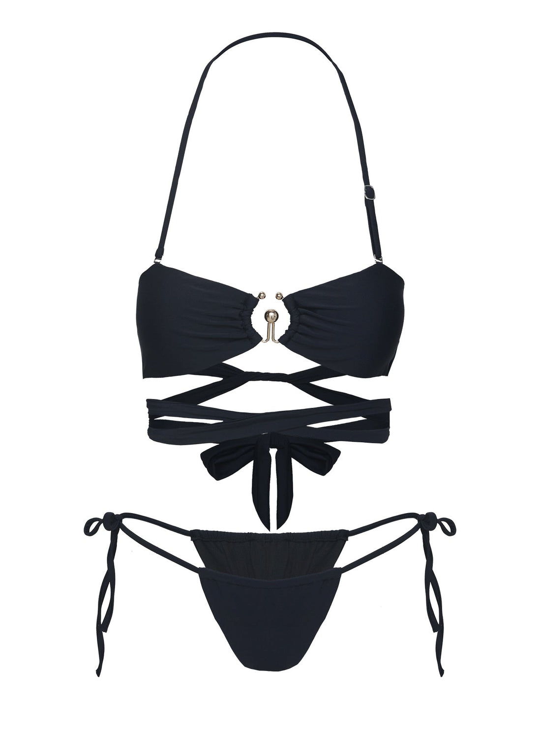 Thames Ruched Tie Side Bikini Bottoms Black