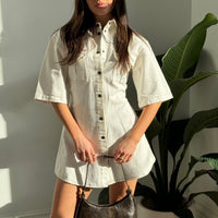 Kaneisha Denim Dress White - FINAL SALE