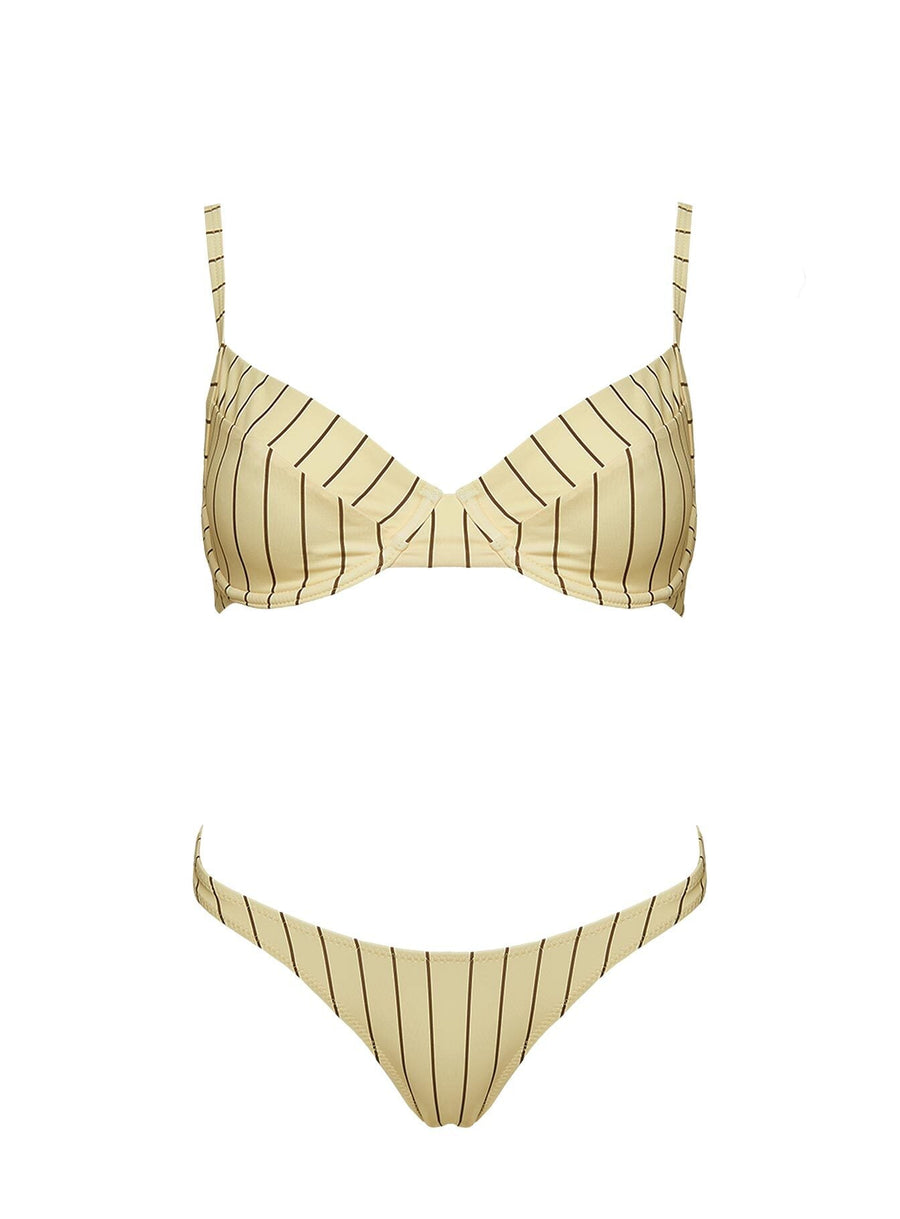 The Deep End Bikini Top Yellow Stripe